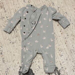 Charming Bunny Print Kids Footie